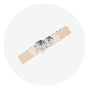 Cureaua elastica de dama bej cu catarama argintie - Accesorii