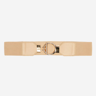Cureaua elastica cu catarama mare aurie camel - Accesorii