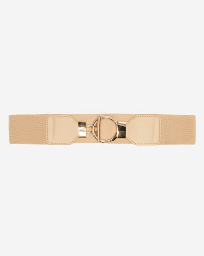 Cureaua elastica cu catarama mare aurie camel - Accesorii