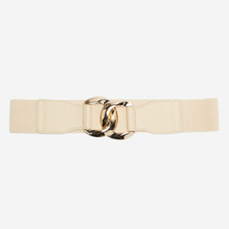 Curea elastică cu cataramă mare bej auriu - Accesorii