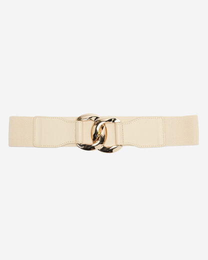 Curea elastică cu cataramă mare bej auriu - Accesorii