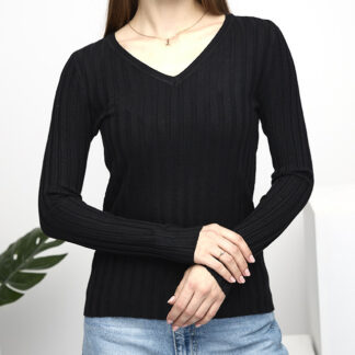 Pulover cu nervuri negre dama - Imbracaminte