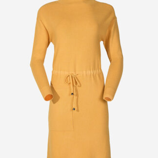 Rochie pulover de damă galbenă cu gât - Îmbrăcăminte