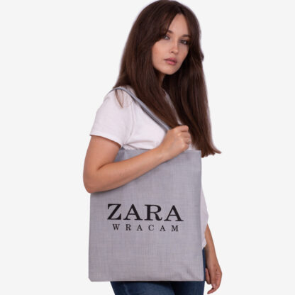 Geantă din stofă gri cu inscripția - Accesorii