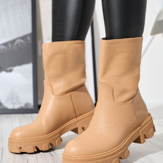 Botine de damă cu izolație Mekira camel - Încălțăminte