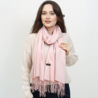 Eșarfă mare de damă roz cu ciucure - Accesorii