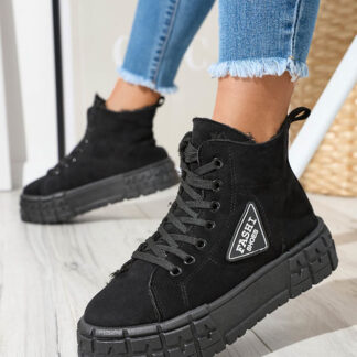 Cizme de femeie Zephyr negre izolate din piele eco-suede neagră - Încălțăminte