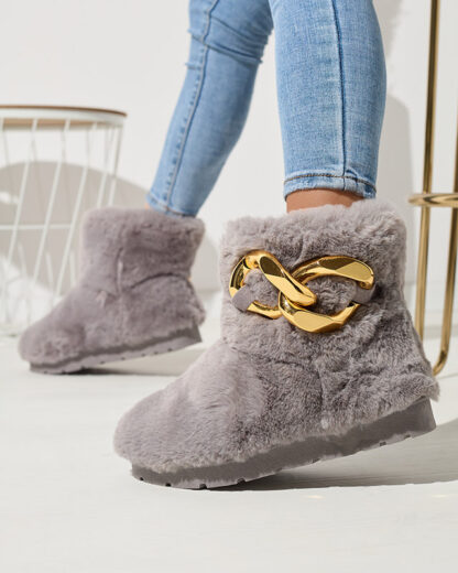 Cizme de zăpadă pentru femei gri cu blană Sattopa- Footwear