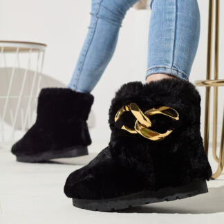 Cizme de zăpadă negre pentru femei cu blană Sattopa- Footwear