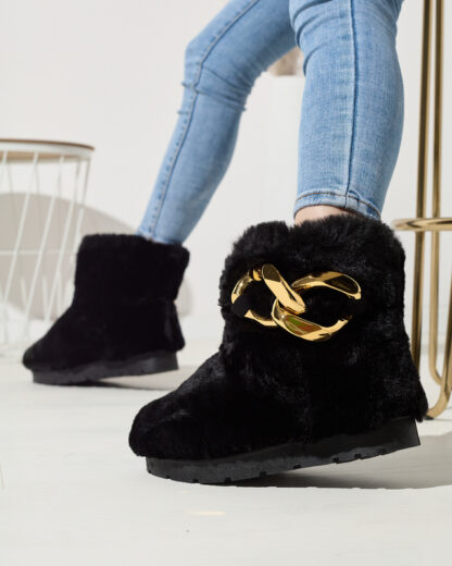 Cizme de zăpadă negre pentru femei cu blană Sattopa- Footwear