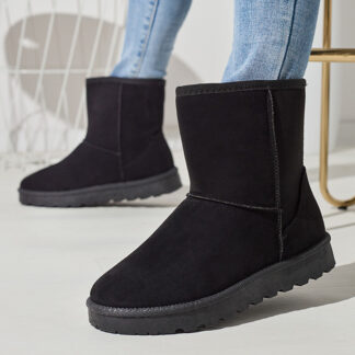 Cizme de zăpadă izolate din eco-suede pentru femei, de culoare neagră Xetik - Încălțăminte
