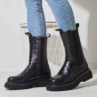 Cizme negre de damă cu ștanțare Ahetto- Footwear