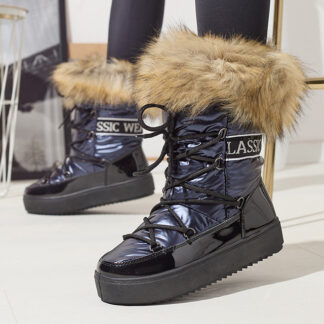 Cizme de zăpadă pentru femei, albastru marin, cu blană Lilitsa- Footwear