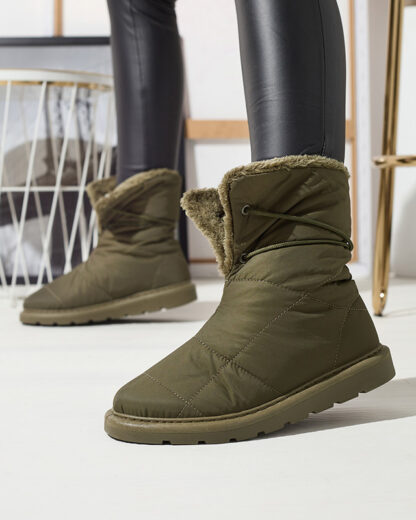 Pantofi de damă verde închis a'la cizme de zăpadă Amirfu- Footwear