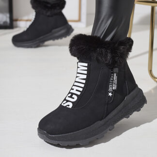 Cizme izolate pentru femei negre cu blană Scherr- Footwear