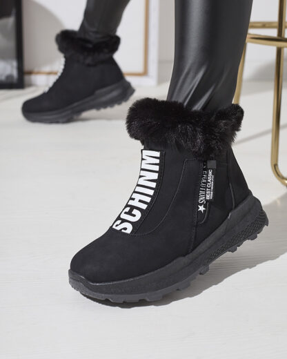 Cizme izolate pentru femei negre cu blană Scherr- Footwear