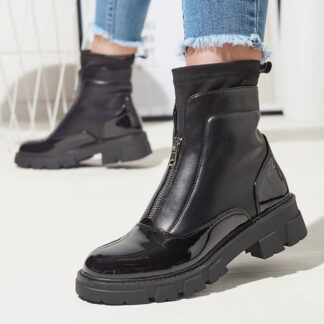 Cizme de damă cu fermoar la mijloc, de culoare neagră Elibe- Footwear