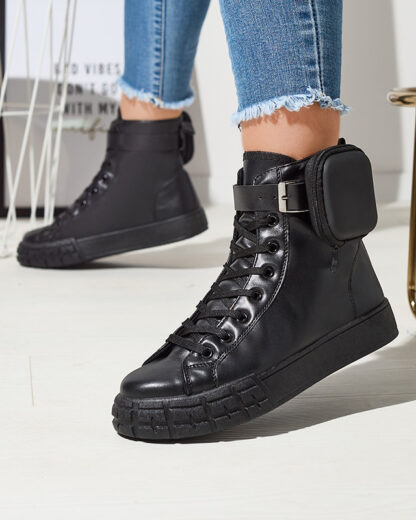 Pantofi sport de damă negri cu husă Efiffe- Footwear