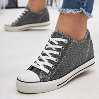 Adidași negri de damă pe o ancoră ascunsă cu fir strălucitor Seggat- Footwear