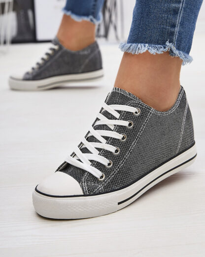 Adidași negri de damă pe o ancoră ascunsă cu fir strălucitor Seggat- Footwear