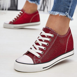 Adidași roșii de damă pe o ancoră ascunsă cu fir strălucitor Seggat- Footwear