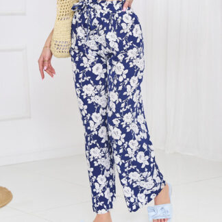Pantaloni palazzo florale albastru marin - Îmbrăcăminte