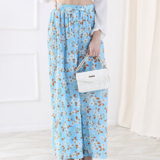 Pantaloni din țesătură florală albastră pentru femei - Îmbrăcăminte