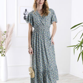 Rochie midi cu motive florale pentru femei, în mov- Îmbrăcăminte