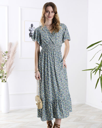 Rochie midi cu motive florale pentru femei, în mov- Îmbrăcăminte
