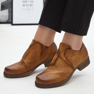 Cizme jumătăți din piele ecologică de damă Camel Ilioppa- Footwear
