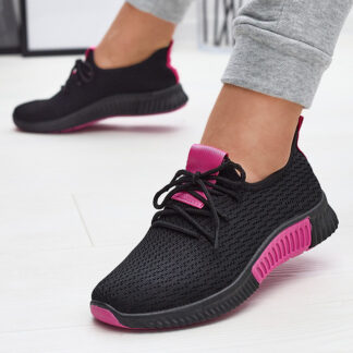 Pantofi sport negri pentru femei cu inserții fucsia Keteti - Încălțăminte