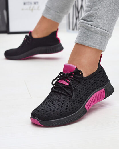 Pantofi sport negri pentru femei cu inserții fucsia Keteti - Încălțăminte