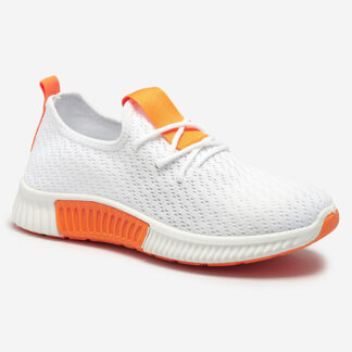 Pantofi sport de damă albi cu inserții portocalii Kedeti - Încălțăminte