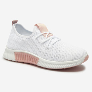 Pantofi sport de damă albi cu inserții roz Kedeti - Încălțăminte