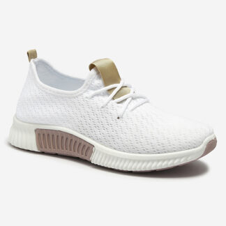 Pantofi sport de damă albi cu inserții maro Kedeti - Încălțăminte