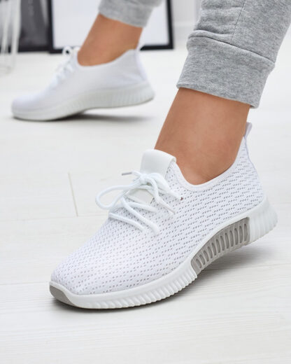Pantofi sport alb din material textil pentru femei Vobbu- Footwear