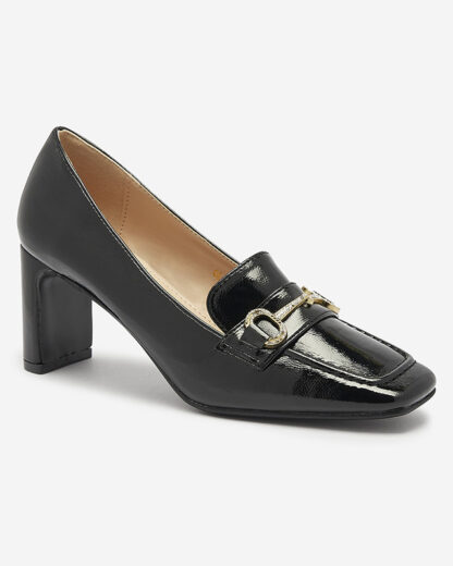 Pantofi de damă stil mocasin lăcuit, de culoare neagră Koccol- Footwear