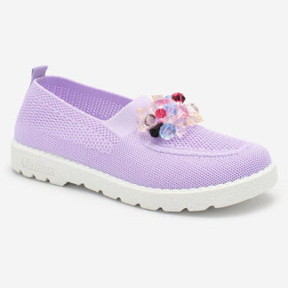Royalfashion Mocasini mov din stofă pentru femei cu cristale Fezens