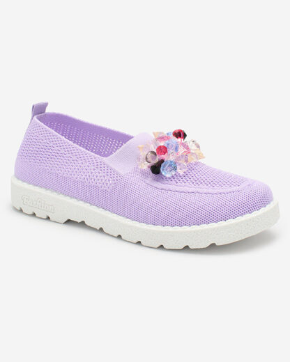 Royalfashion Mocasini mov din stofă pentru femei cu cristale Fezens
