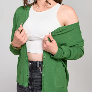 Pulover cardigan cu buzunare pentru femei Royalfashion Green