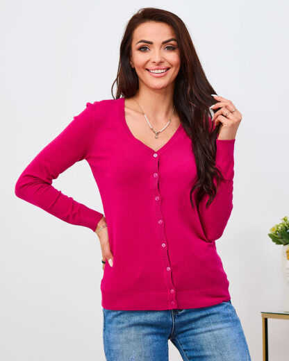 Royalfashion Cardigan roz pentru femei cu nasturi