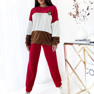 Royalfashion Set pulover dungat roșu pentru femei