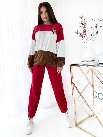 Royalfashion Set pulover dungat roșu pentru femei