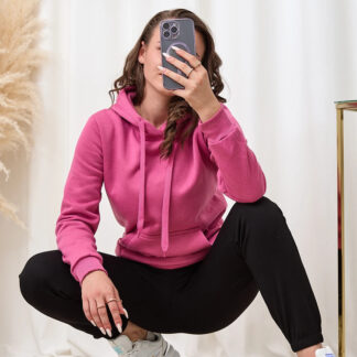 Royalfashion Hanorac cu glugă pentru femei roz închis fără fermoar