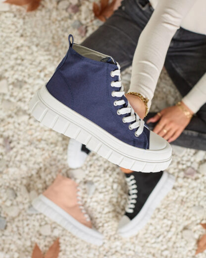 Royalfashion Navy Blue Adidași înalți pentru femei Ates Adidași