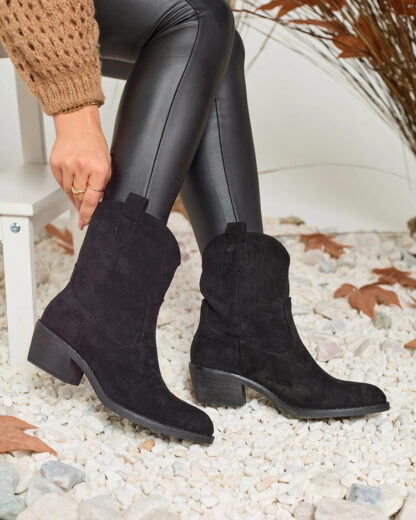 Royalfashion Cizme de cowboy izolate pentru femei negre Bronco