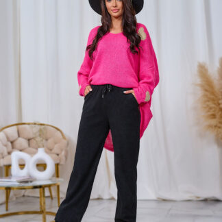 Royalfashion Pantaloni de damă din țesătură de catifea în negru
