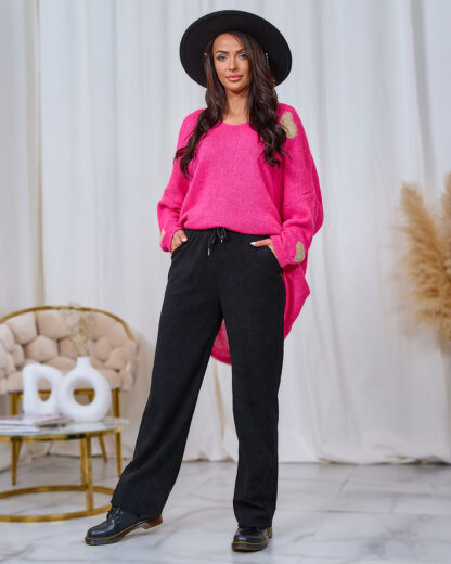 Royalfashion Pantaloni de damă din țesătură de catifea în negru