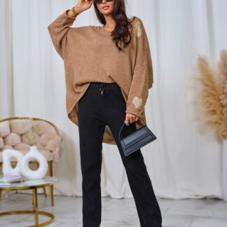 Royalfashion Pantaloni de damă din țesătură de catifea, negri