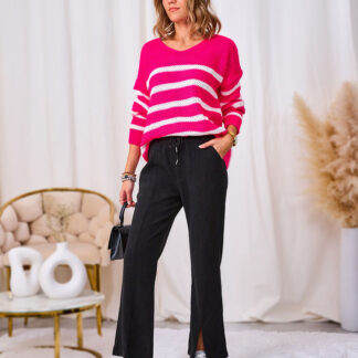 Royalfashion Pantaloni din stofă de catifea neagră pentru femei